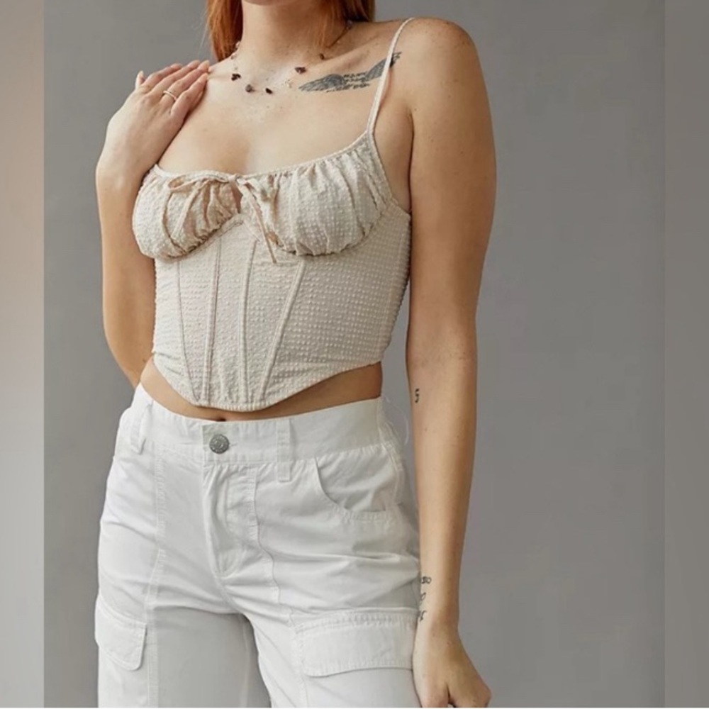 Urban Outfitters Cream Corset Tank Top